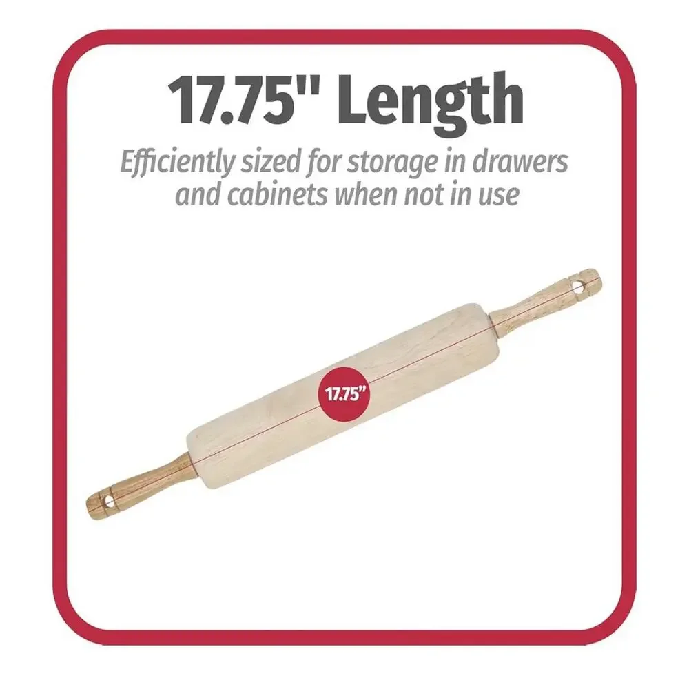 GoodCook Classic Wooden Rolling Pin with Easy Roll Bearings